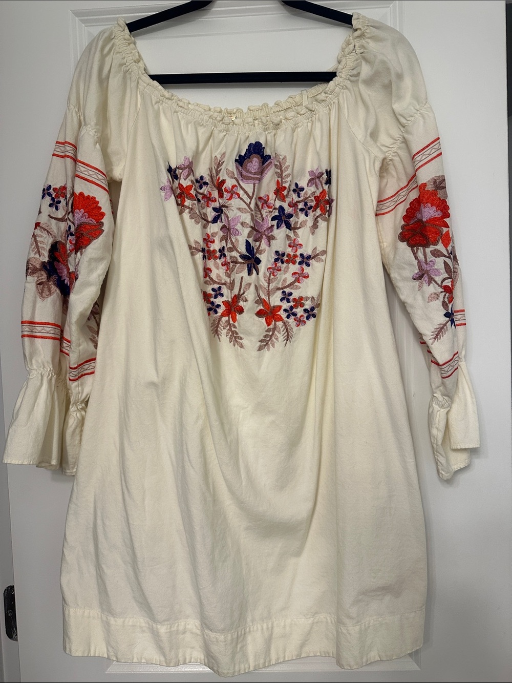 Free Peoplw Ivory Embroidered Dress